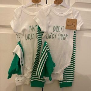 NWT Rae Dunn Infant Mama’s Lucky Charm St Patrick’s Day Set 6-9mos